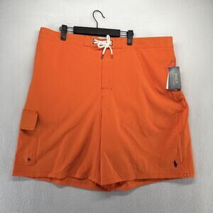 Ralph Lauren Swim Trunks Mens 2XB 2XLB Orange Classic Traveler Solid Pony NEW